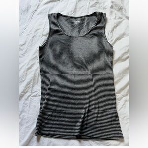 Ellen Tracy Charcoal and Black Striped Tank Top